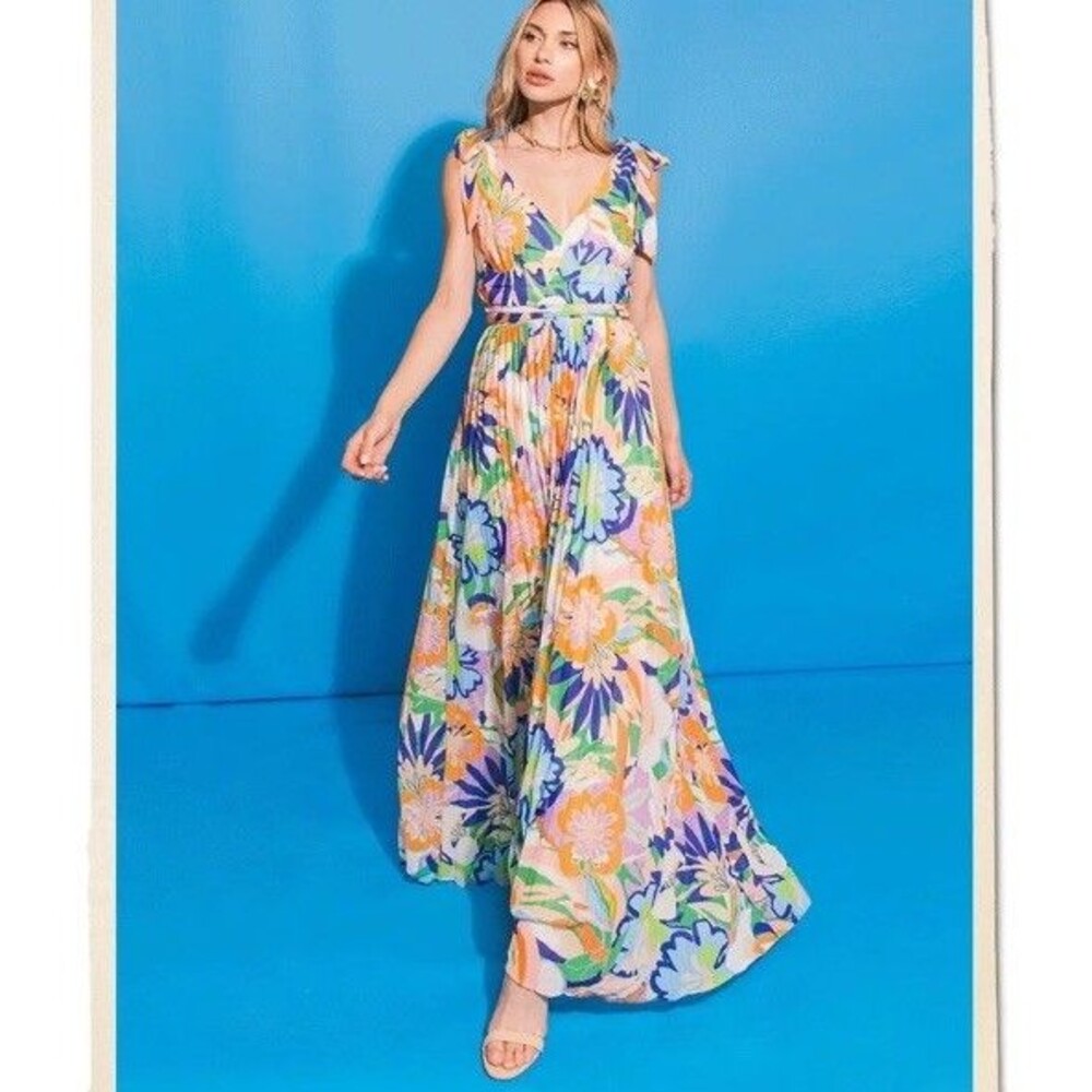 Flying Tomato M Maxi Summer Dress Tropical Resort Beach V-neck A-line Vacation
